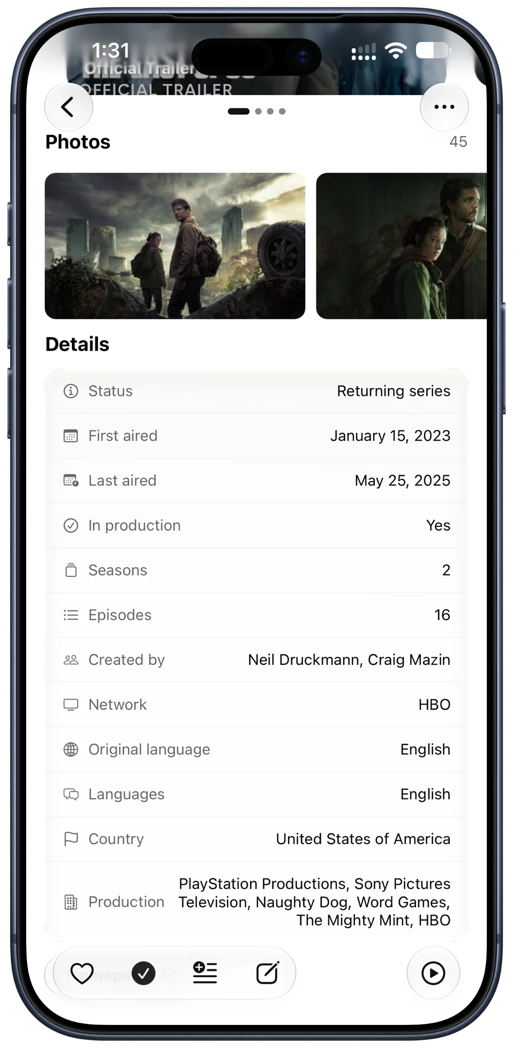 Movie details screen
